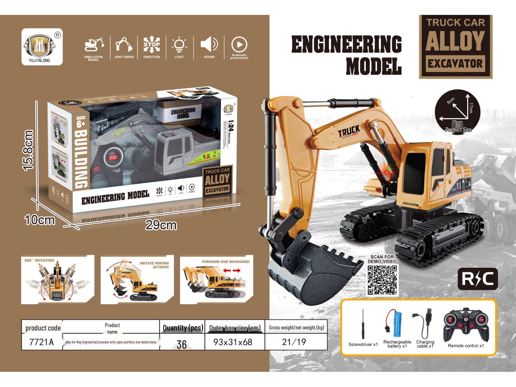 Remote Control Alloy Excavator Toy: Six-Channel Electric Mini Simulation Model