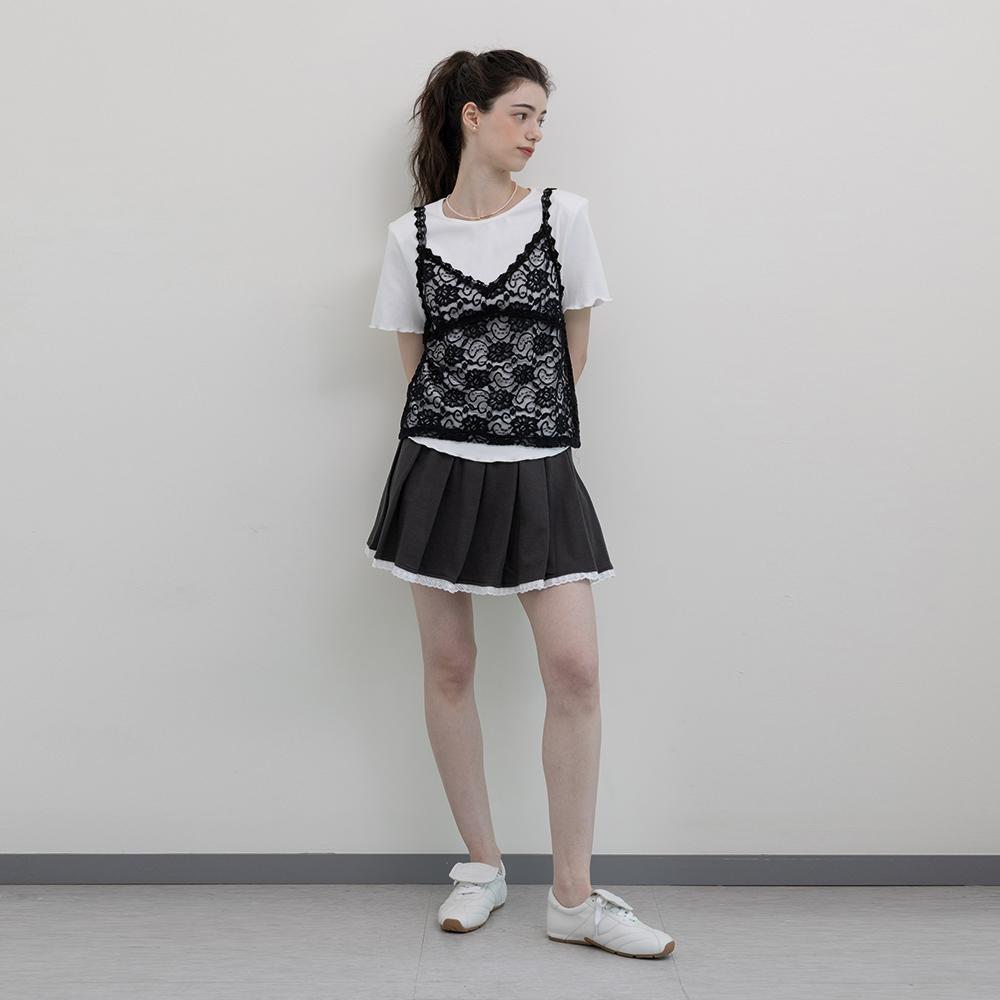 Eiaenlei Ar_Lace Short Sleeve Set Top_White
