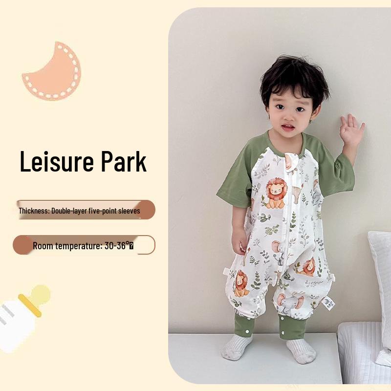 Bamboo Fiber Infant Sleeping Bag - Summer Anti-Kick Gauze Pajamas for Babies