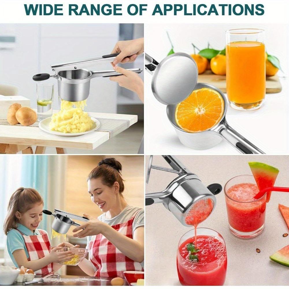 Stainless Steel Tools Are Used for Mashing Potatoes, Including Three Slices for Crushing Fruit and Making Spaghetti Slices.