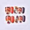 30Pcs Cute Turkey Press on Nails Short Oval Fake Nails Thanksgiving False Nails Turkey Straw Designs Stick on Nail Fall Leaf Acrylic Nail Orange