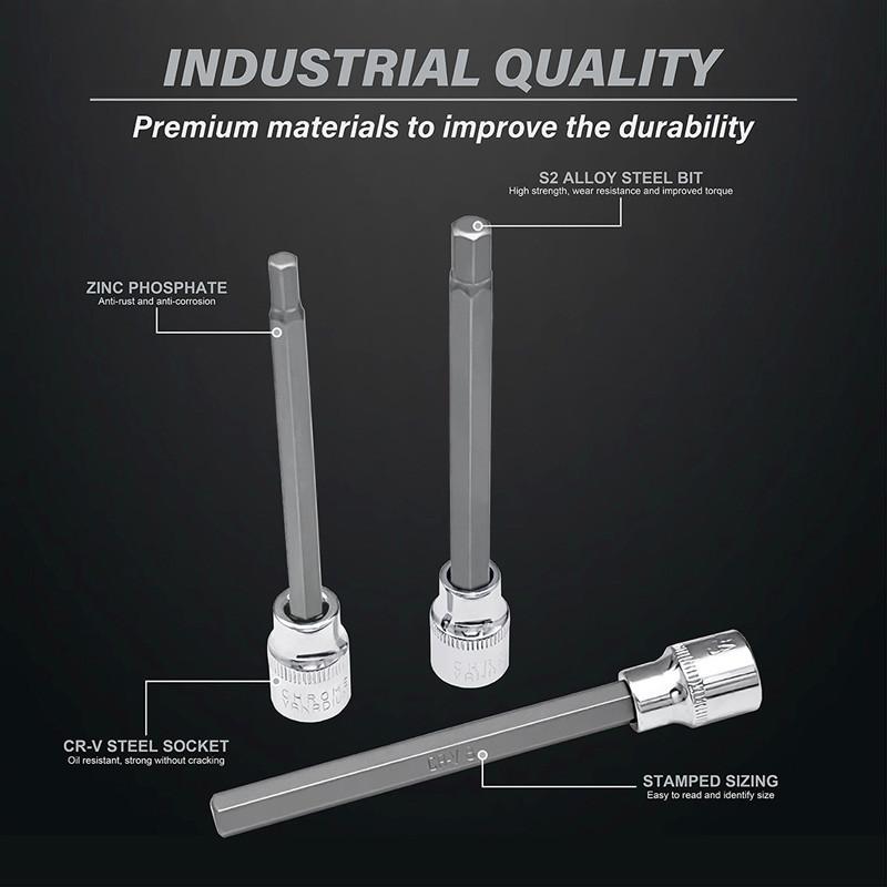 Набор из 7 удлиненных шестигранных головок с битами H3 — фото 5