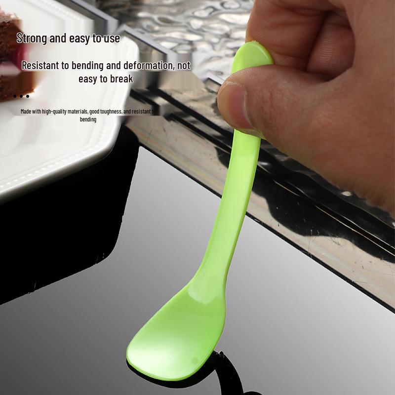 Disposable Thickened Plastic Spoon for Dessert, Ice Cream, Popsicle, Jelly, Pudding, Fruit, & Salad