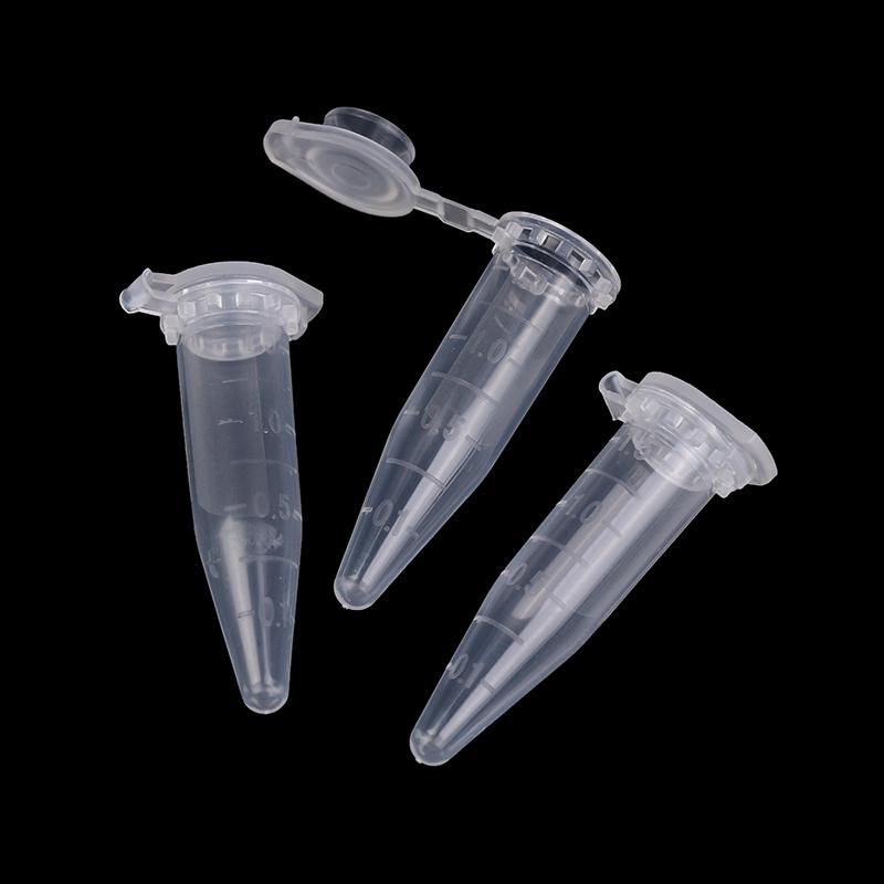 50Pcs 1.5 Ml Laboratory Transparent Micro Plastic Centrifuge Tubes With Snap Lid Container Lids For Laboratory Samples