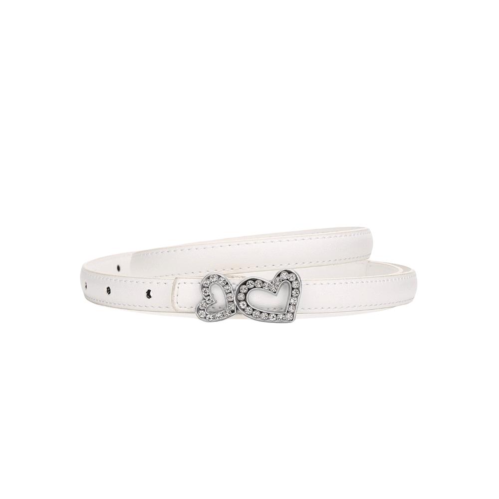 Rhinestone Heart Buckle Waist Belts Adjustable Holes Dress Belts Slim Waist Belt Fashion Styling