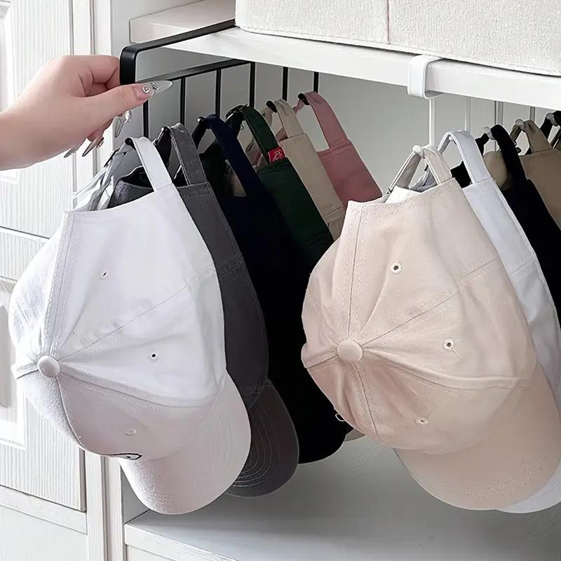 Wall-mounted Hat Storage Rack Iron Storage Hanger with 6 Hooks Portable Multi-functional Wardrobe Storage Hanger Door Hat Holder