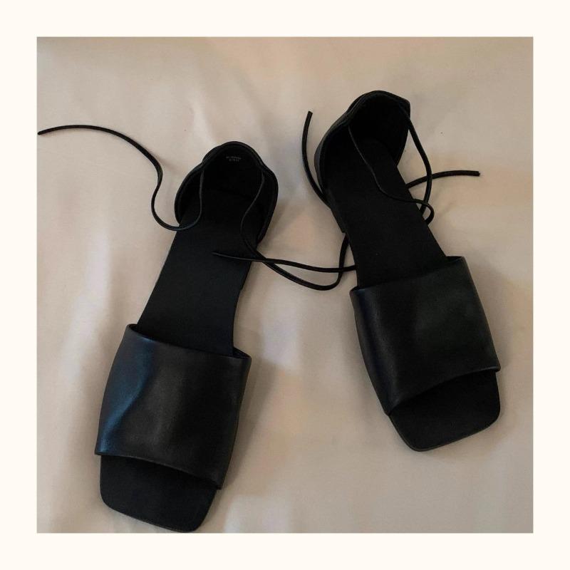 

Высококачественная овчина Женские сандалии с открытым носком, квадратным носком, на эластичной плоской подошве, дизайнерские летние повседневные шлепанцы, обувь 40 чёрный