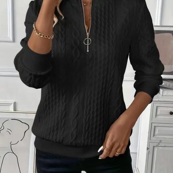 Women's Quilted Zip-up Sweatshirt for Spring Autumn Winter