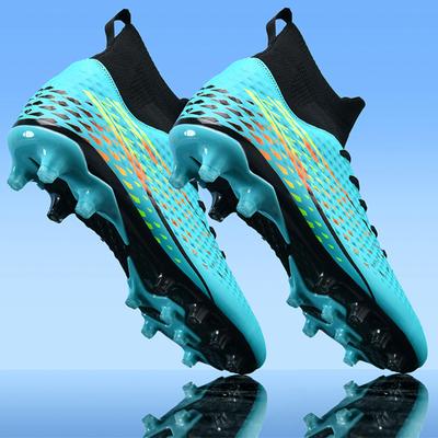 32-46 Men's Large Size High-top Football Shoes Long Nail Anti-slip TPR Artificial Lawn Kids Football Boots