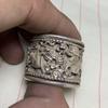 Collect Old China Tibet Silver Sculpture Force Miao Silver Relief Kylin Ring or Pendant Gift Mascot