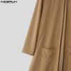 INCERUN Automne Hommes Manches Longues Ouvert Devant Long Cardigan Manteaux Maxi Coupe-vent avec Poches