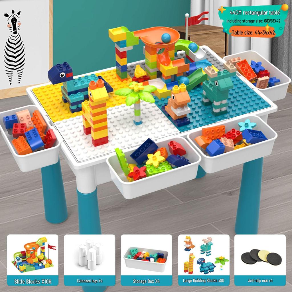 Multifunctional Building Block Table for Kids, Compatible with Large Lego Pieces, Educational Toy for Boys Ages 3-6
