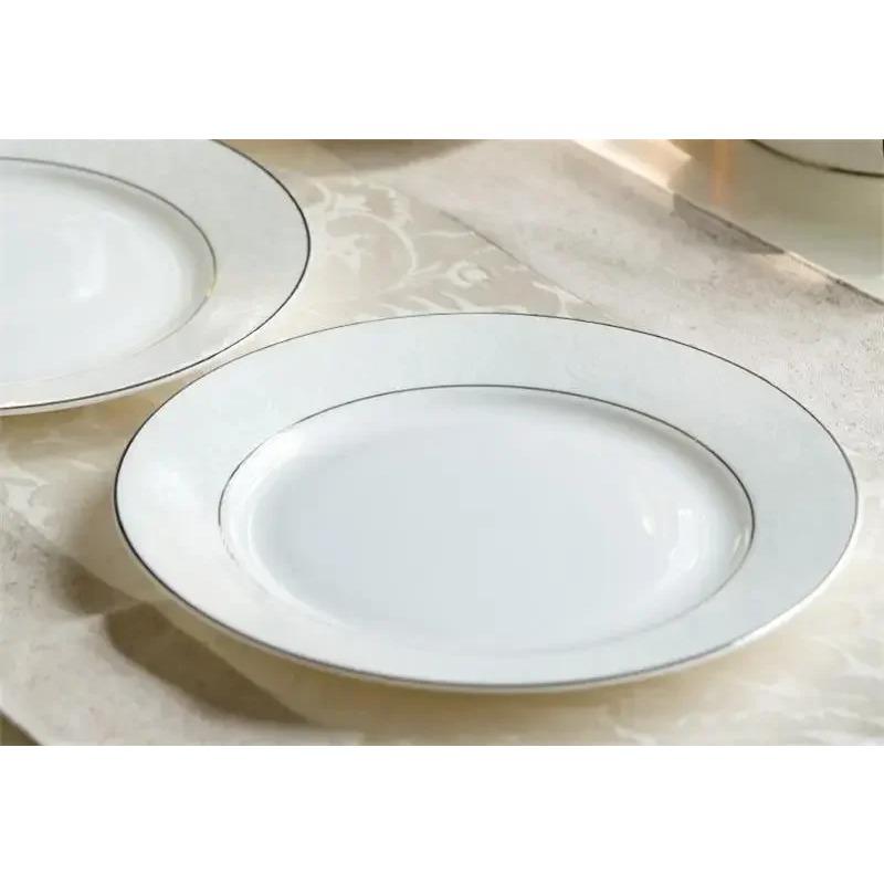 8 Inch, White Bone China Dinner Plates, Enamel Fruit Dish, Chinese Porcelain Plate, Ceramic Tableware Plate, Restaurant Supplies