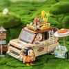 Miniature camping scene building blocks, creative DIY barbecue stand, camping tent, coffee cart, toys, puzzle, birthday gift