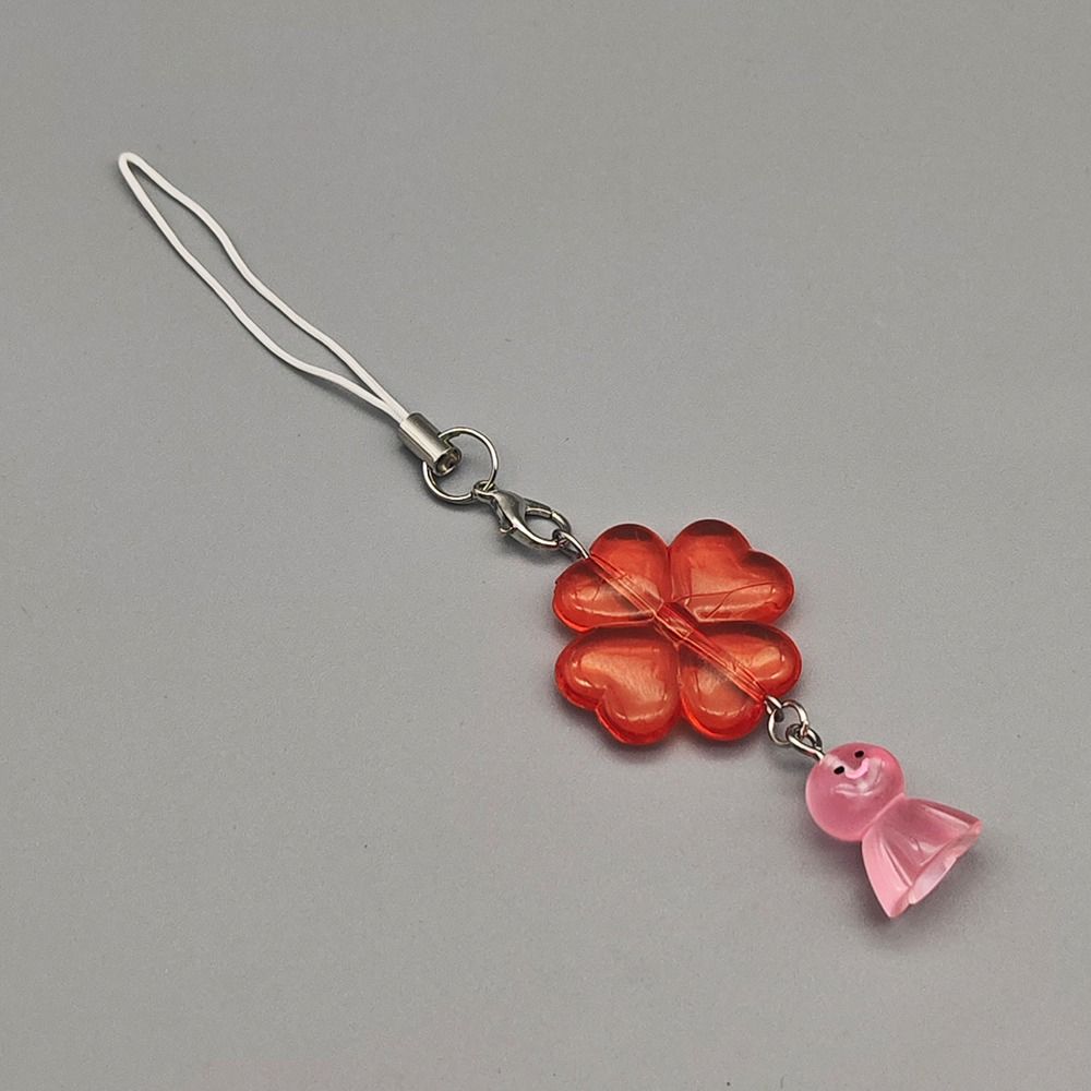 Key Chain Mobile Phone Lanyard Cellphone Strap Leaf Clover Pendant Women Girls