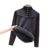 Autumn new plush warm sweater women's slim bottoming shirt sweet wind sweater knitted sweater fluff integrated underwear