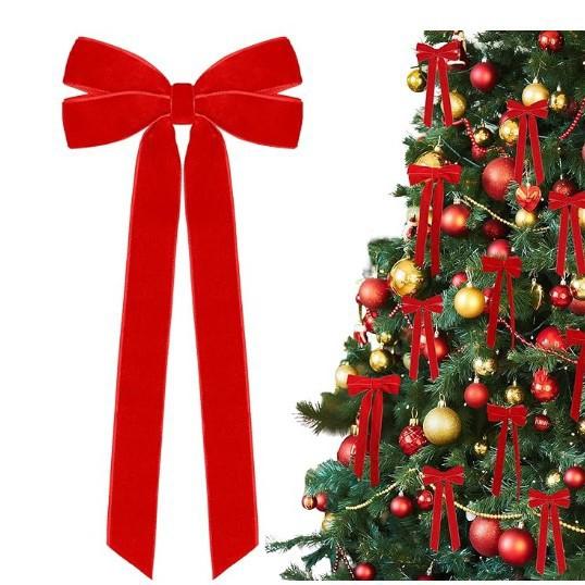 

Christmas Tree Bow Decoration, Christmas Tree Small Velvet Bow - Party Wedding Home Decoration One Size красный