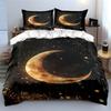 Golden crescent moon pattern. Bedding sets Duvet cover sets Duvet covers Pillowcases(1 * Duvet Cover 2 * Pillowcases without duvet insert)