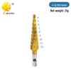 Titanium Plated Step Drill Bit, 4-12mm Hex Shank, for Plastic & Wood Chamfering