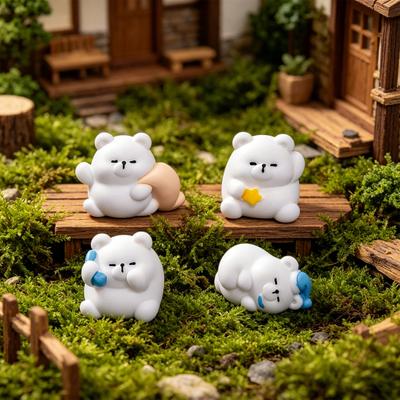 60 Pcs Mini Resin Polar Bear Figurine Tiny Little Arctic Animal Statue Small Polar Bear Penguin Miniature Figures for DIY Crafts Micro Landscape Home