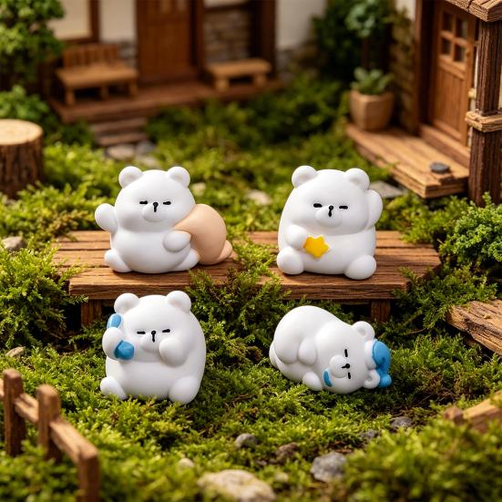 60 Pcs Mini Resin Polar Bear Figurine Tiny Little Arctic Animal Statue Small Polar Bear Penguin Miniature Figures for DIY Crafts