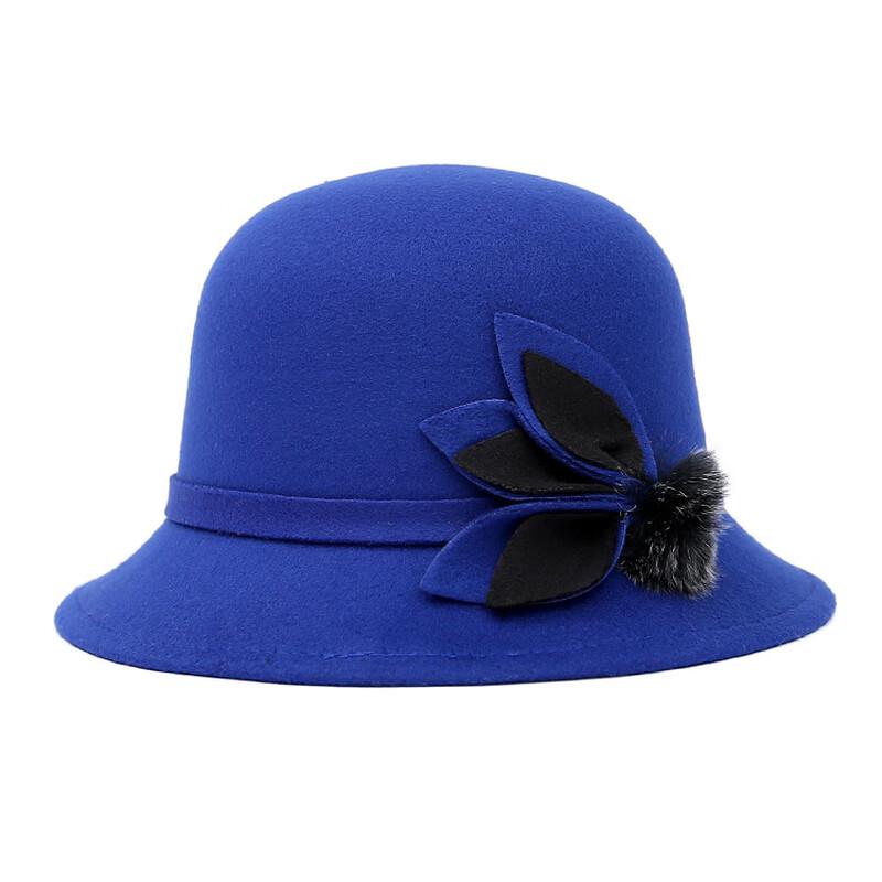 ZHENYUEQI Women's Retro Leaf Pompom Felt Cloche Hat