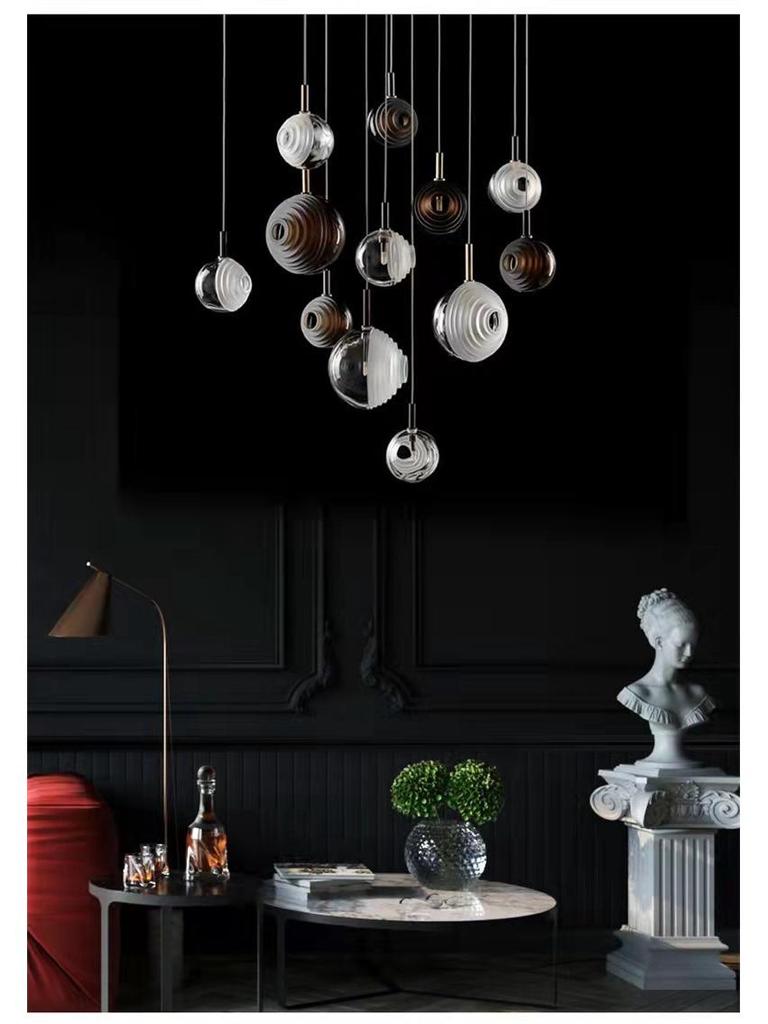 Postmodern Minimalist Striped Glass Pendant Light for Living Room, Cafe, Bedroom, Staircase, and Exhibition Hall