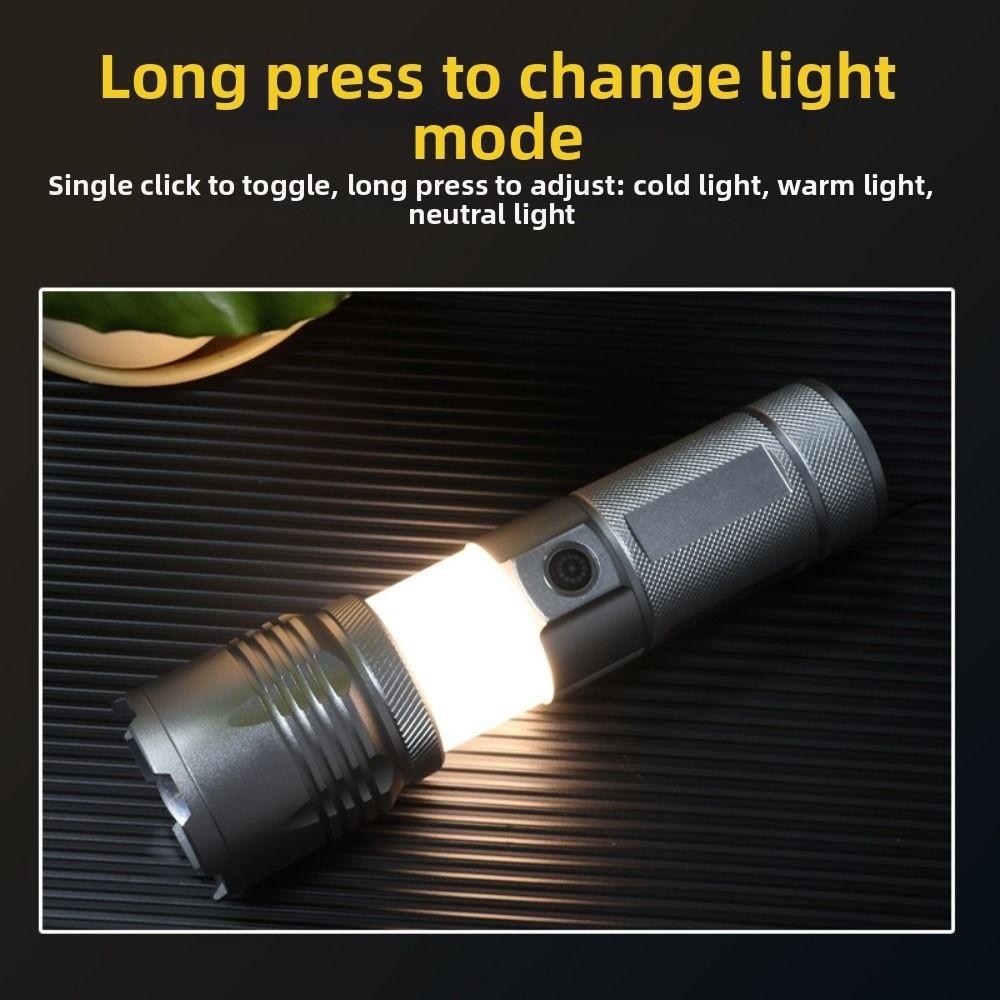 Strong Light Aluminum Alloy Flashlight Variable Focus USB Rechargeable Torch Light Portable Waterproof Handheld Spotlight