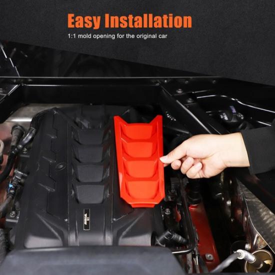 ABS Sports Red Engine Hood Panel Trim Cover For Corvette C8 -2025