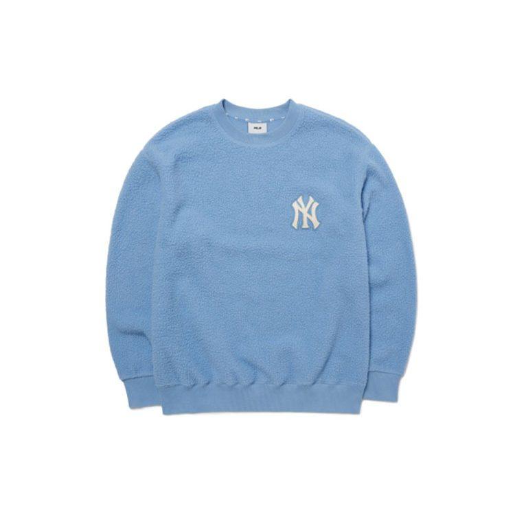 MLB Base Logo Sweatshirts Unisex Blue Crew Neck Thickened Regular 3AMTF5116-50BLL