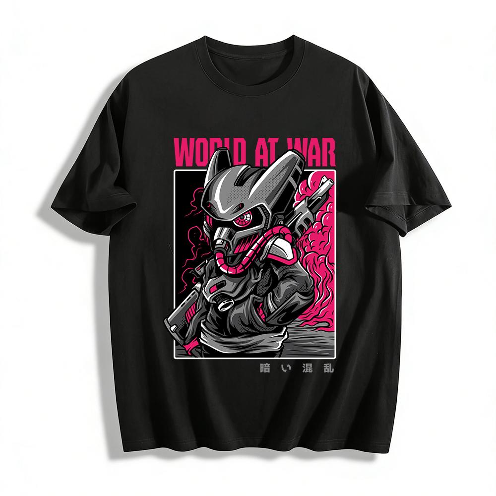 

Cyber War Mecha Beast Warrior Print Trendy Casual Top Pure cotton T-shirt 6XL