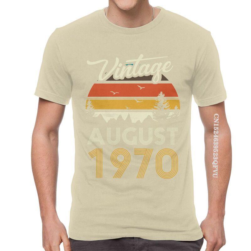 Vintage 1970 August T Shirt Mens Cotton Oversized Printing T Shirts Harajuku Tshirt 50th Birthday EMO Men Tees Tops