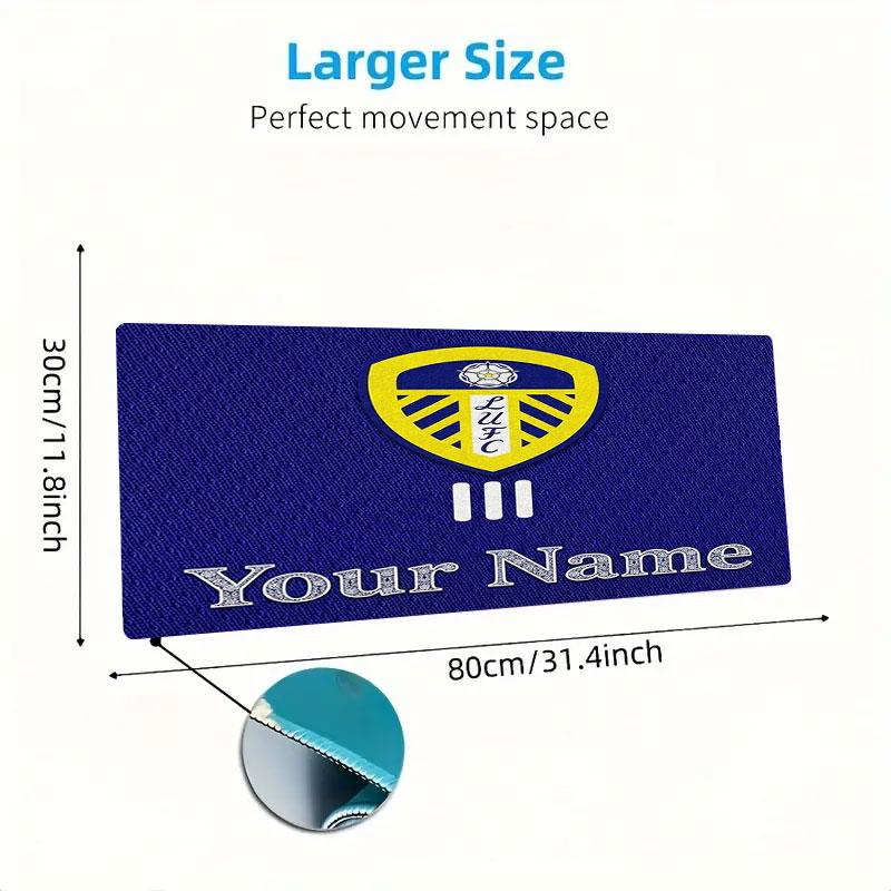 Leeds United Benutzerdefinierter Name Große Größe Mauspads Große Gaming-Tischunterlage Rutschfest für Laptop Tablet Großes Mauspads XXL Matte Mini-PC-Spielmatte Mit Verriegeltem Rand