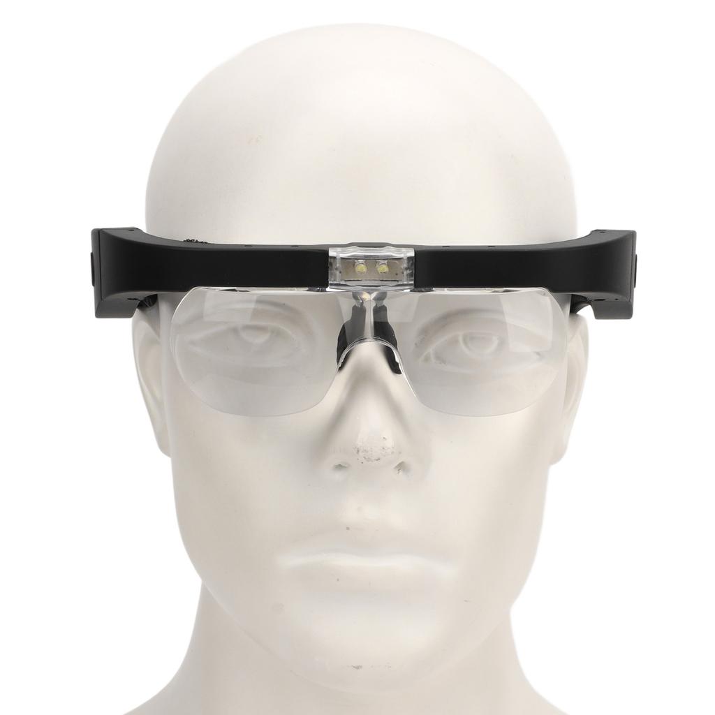 Headband Magnifying Glass Adjustable LED White Light 4 Interchangeable Lenses Head Mount Magnifier