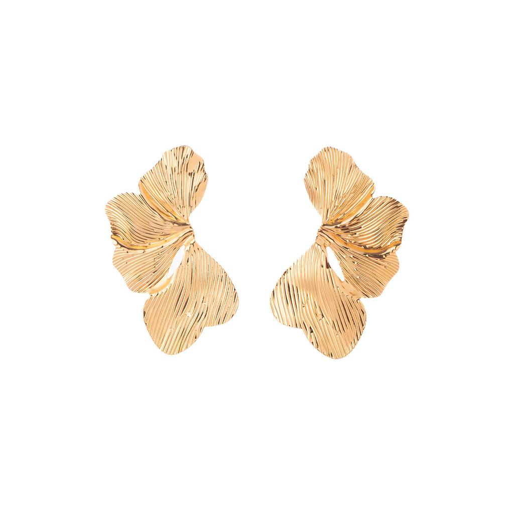 Exaggerated Design Irregular Pleated Petal Earrings Niche Personalized Flower Stud Earrings Retro Atmospheric Earrings