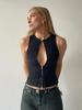 European & American Sexy Low-Cut Zipper Thin Strap Vest - Figure-Flattering, Slimming Sleeveless Top
