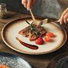 Multifunction Black Ellipse Circle Dinner Plate Under-Glazed Ceramic Dessert Tray Steak Pasta Dish Dinnerware Microwave Safe