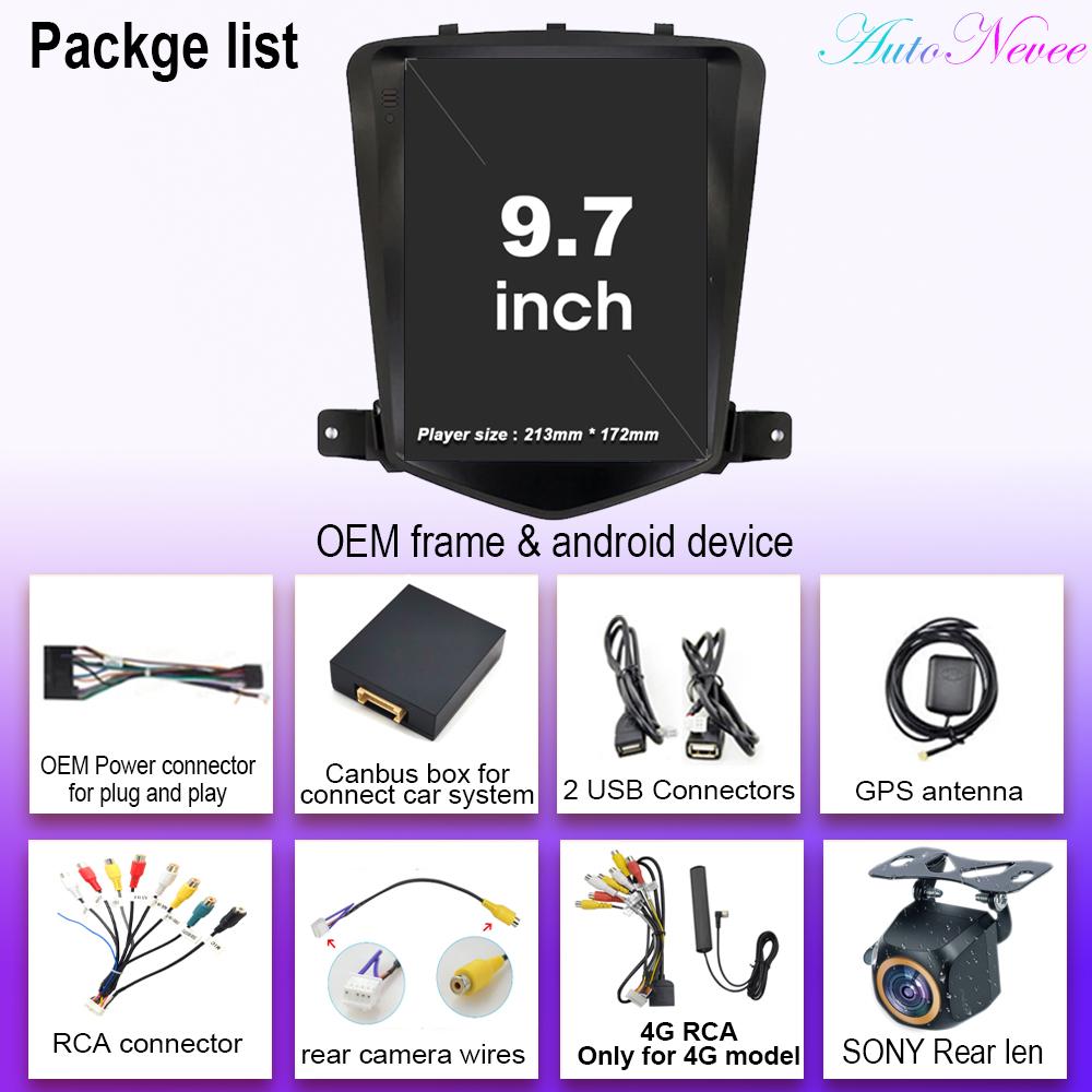 For Chevrolet Cruze 2008-2012 9.7" 2 Din Screen Carplay Android 14 Car Radio Multimedia Video Player Navigaion Head Unit Stereo