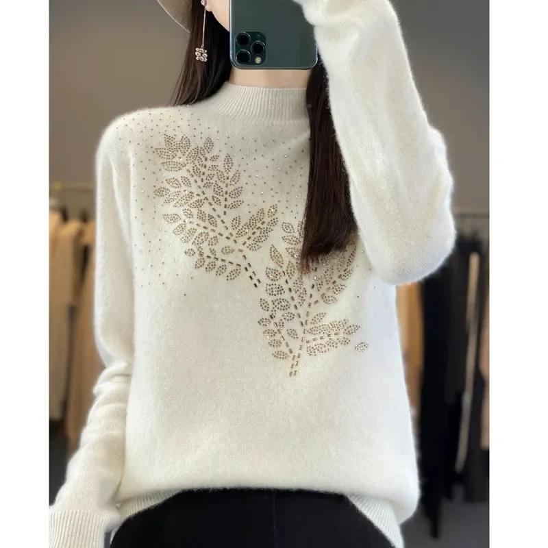 Women Sweaters Thick Warm Autumn Winter Mock Neck Pullovers Long Sleeve Basic Jumper Knit Bottoming Shirt Sweater