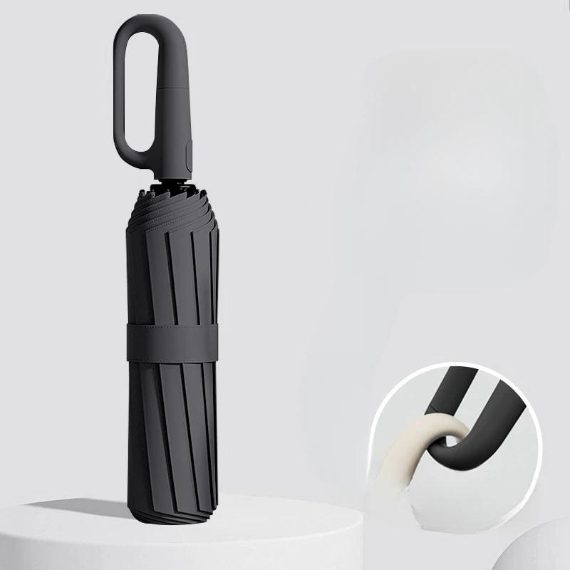 

Прочный Усиленный Ветроустойчивый Дождестойкий Двухцелевой УФ-стойкий Полностью Автоматический Зонт с Кольцевой Пряжкой Уличный Портативный чёрный