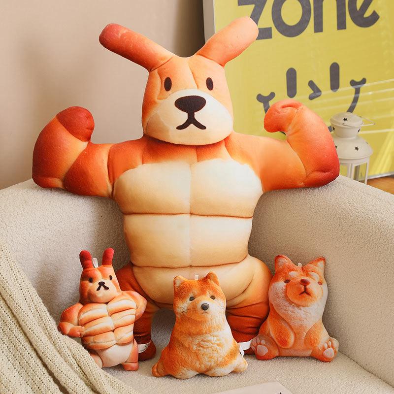 Creative Muscle Dog Throw Pillow Plush Toy Doll Home Sofa Pillow Cushion Girl Soothing Doll