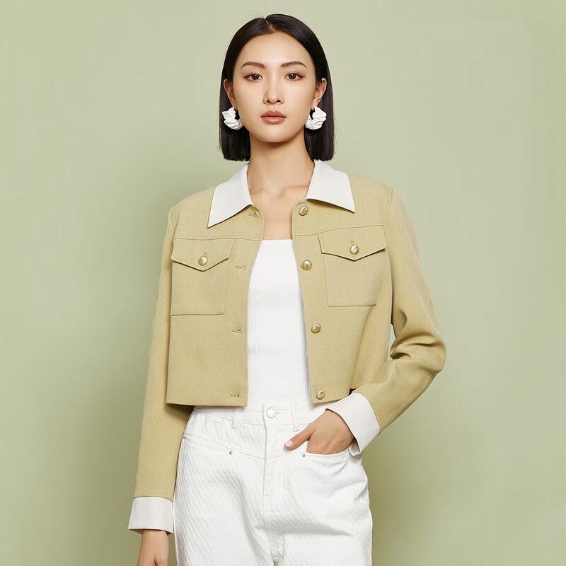 

Tatu Women s Color Block Patchwork Cropped Jacket L