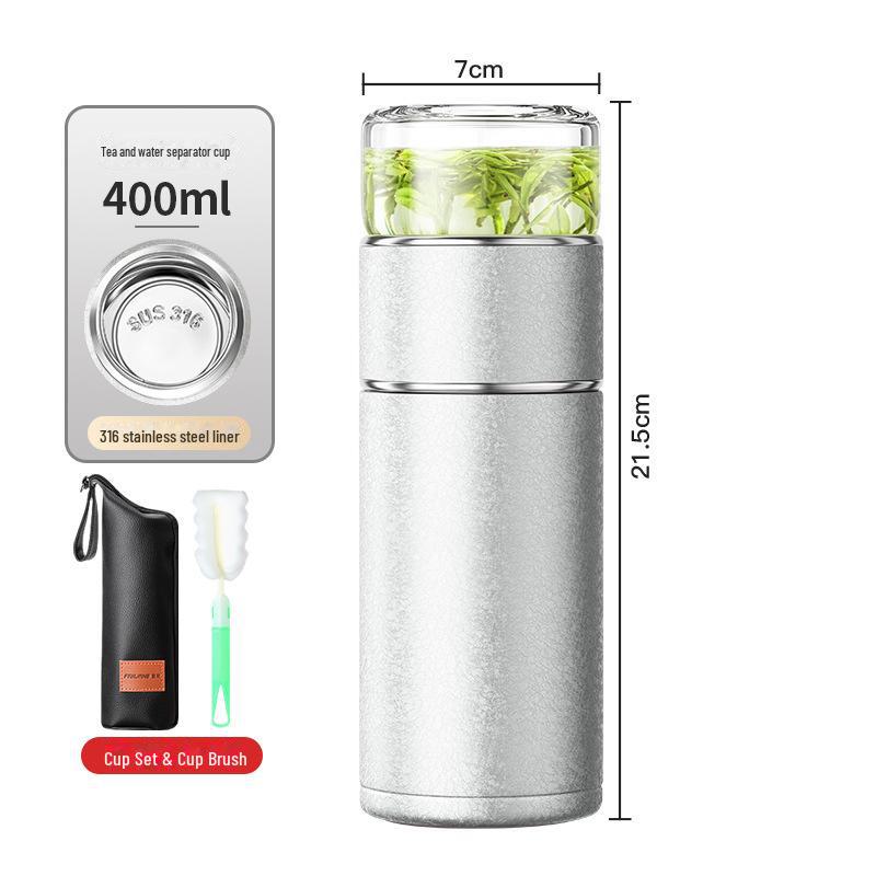 "Portable 316 Stainless Steel Tea Separator Thermos Cup - Unisex Design, Ideal for Tea Brewing and Gifting."