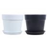 Plant Pot with Drainage Holes Plastic Flowerpot with Saucer Modern Flower Pot for Indoor Outdoor Plants Office Desk Garden
