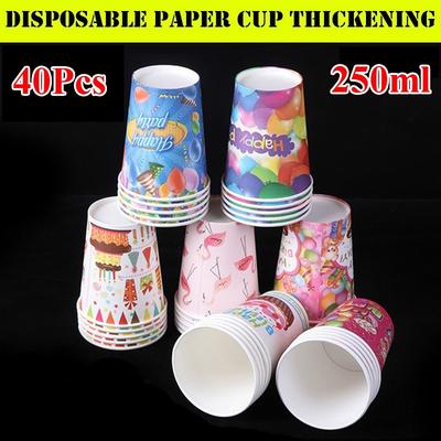 40Pcs/Back 250ml Disposable Paper Cup Party Tableware Wedding Party Birthday Supplies