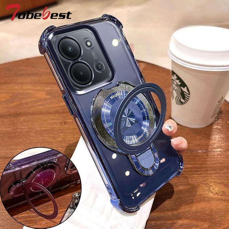 

Clear Shockproof Plating Magnetic Magsafe Bracket Case for Xiaomi Redmi 15C 15 4G 5G Transparent Silicone Cover Redmi 15C 4G 171mm фиолетовый