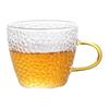 Set of Six Hammered Pattern Small Borosilicate Glass Tea Cups for Kung Fu Tea Tasting