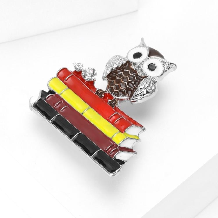Sophisticated Vintage Owl Brooch Featuring Open Book Detail Lightweight Owl Pin Thoughtful Gift For Educators