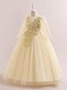 Children's Formal Princess Evening Gown - Sequined Embroidered Long Sleeve Lace Dress