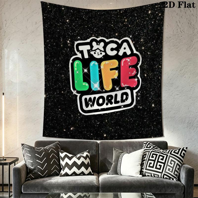 Toca Life World Wall Hanging Printed Fabric Blanket Decorative Tapestries for Bedroom Living Room Home Decor